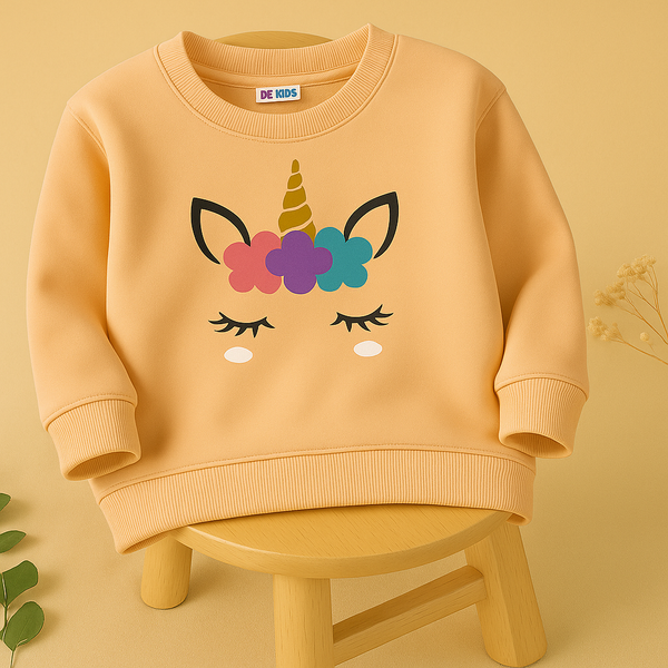 Kids Printed Sweatshirt Unicorn Peach - Mini Charm