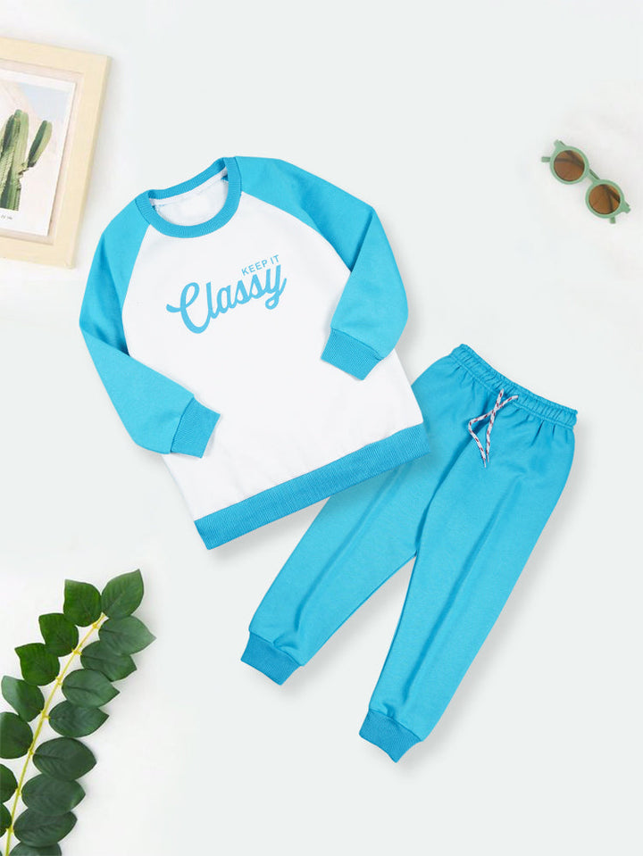 MINI CHARM KIDS PRINTED TRACKSUIT CLASSY WHITE & BLUE 7-8Y