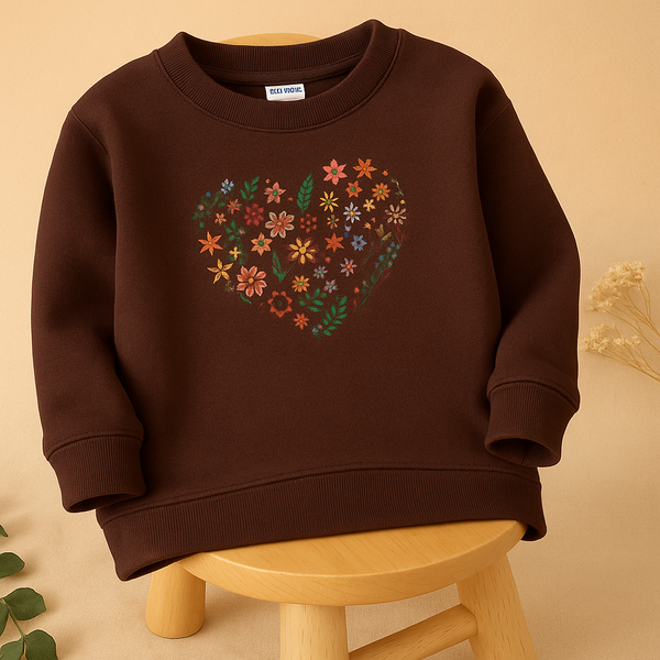 Kids Printed Sweatshirt Flowers Brown - Mini Charm