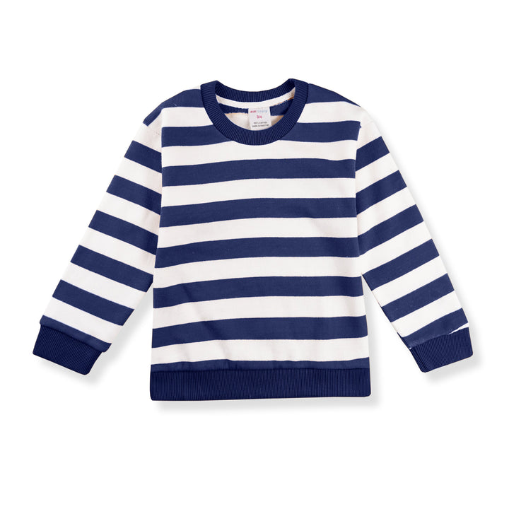 MINI CHARM KIDS FLEECE TRACKSUIT WIDE STRIPES NAVY BLUE 7-8Y