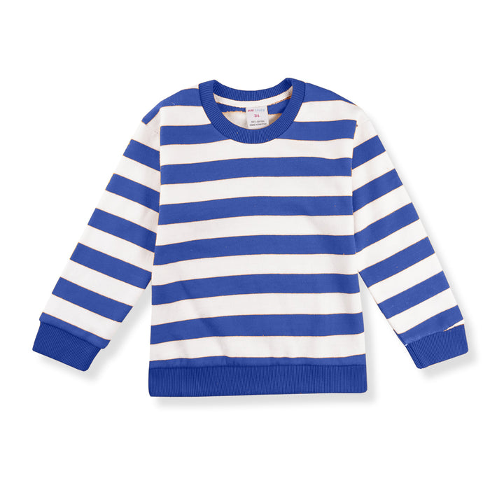 MINI CHARM KIDS FLEECE TRACKSUIT WIDE STRIPES ROYAL BLUE 7-8Y