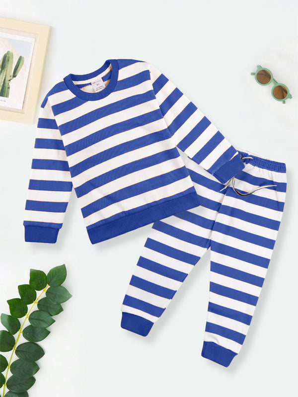 MINI CHARM KIDS FLEECE TRACKSUIT WIDE STRIPES ROYAL BLUE 7-8Y