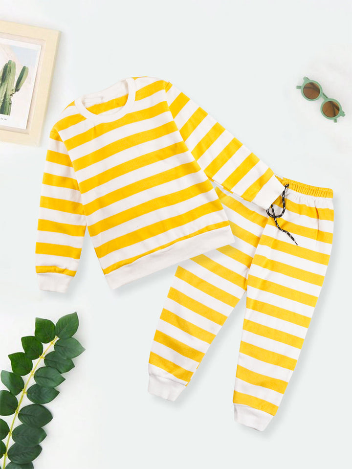 MINI CHARM KIDS FLEECE TRACKSUIT WIDE STRIPES YELLOW 7-8Y