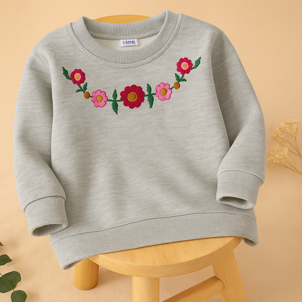 Kids Printed Sweatshirt Flowers Off White - Mini Charm