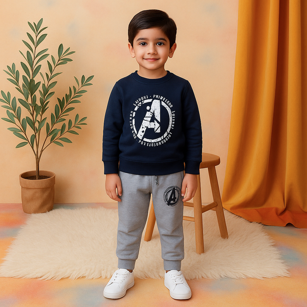Kids Printed Tracksuit Avengers Navy Blue - Mini Charm