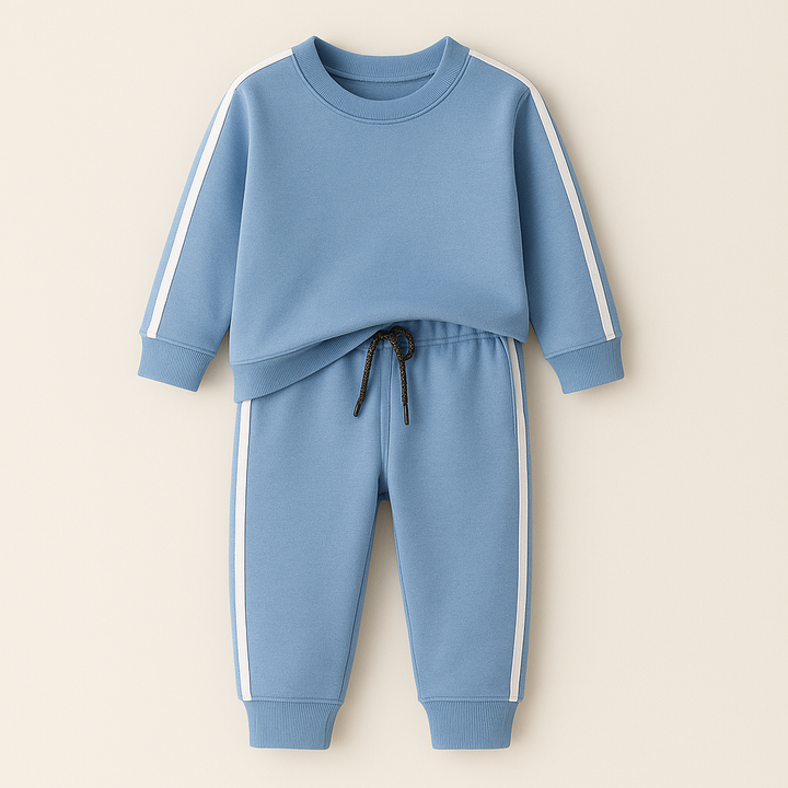MINI CHARM KIDS FLEECE TRACKSUIT PLAIN BLUE 9-10Y