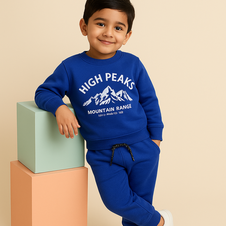 MINI CHARM KIDS FLEECE TRACKSUIT HIGH PEAKS ROYAL BLUE 7-8Y