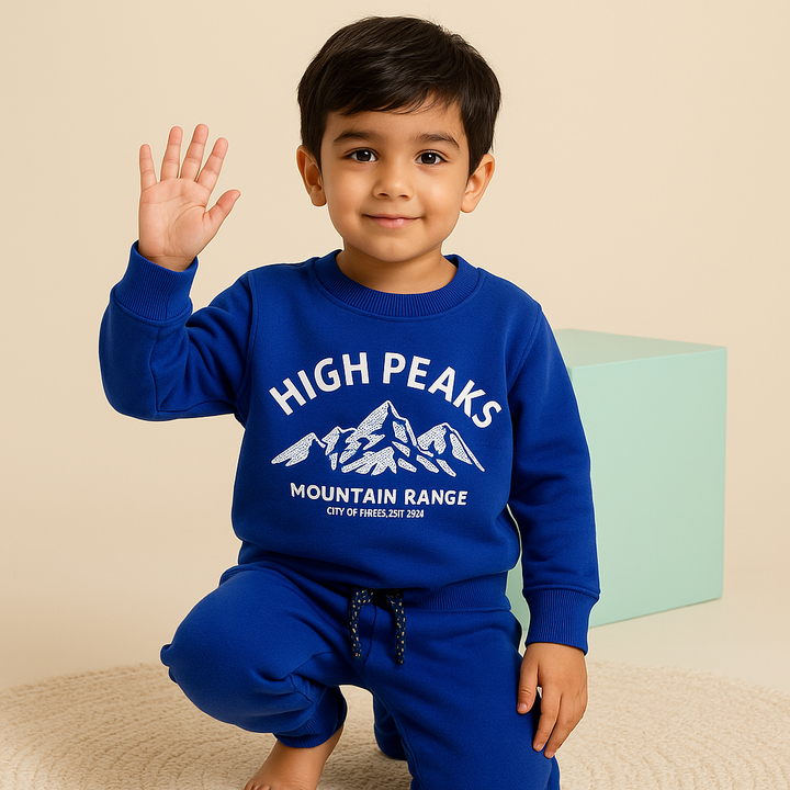 MINI CHARM KIDS FLEECE TRACKSUIT HIGH PEAKS ROYAL BLUE 7-8Y