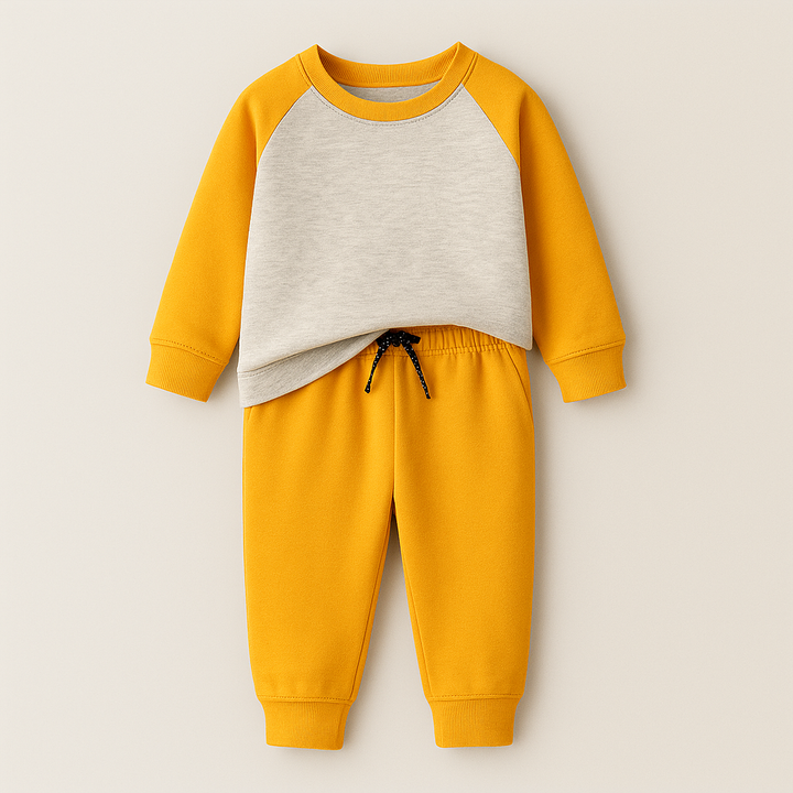 MINI CHARM KIDS FLEECE TRACKSUIT REGLAN MUSTARD 7-8Y
