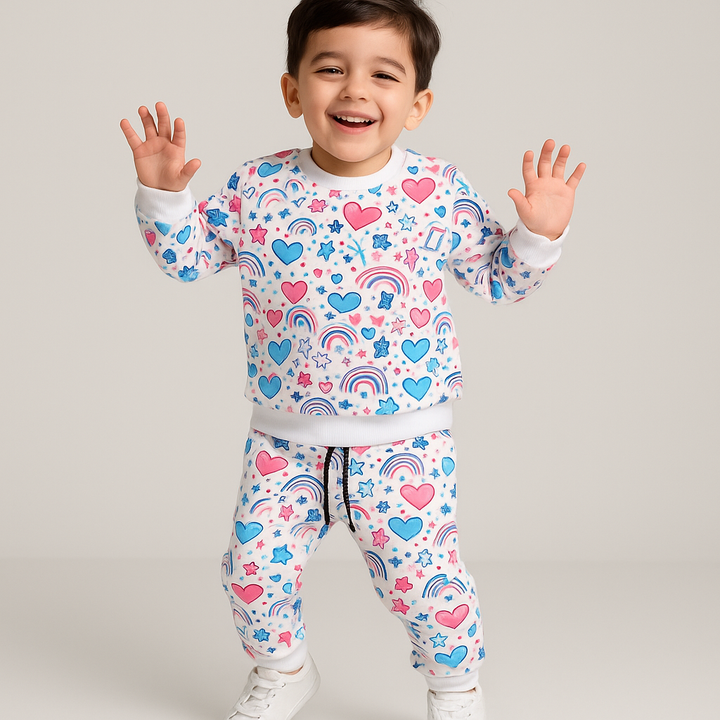 MINI CHARM KIDS FLEECE TRACKSUIT HEATRS OFFWHITE 9-10Y