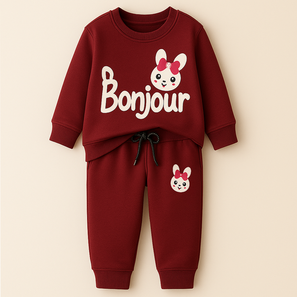 MINI CHARM GIRLS TRACKSUIT BONJOUR DARK  MAROON 9-10Y