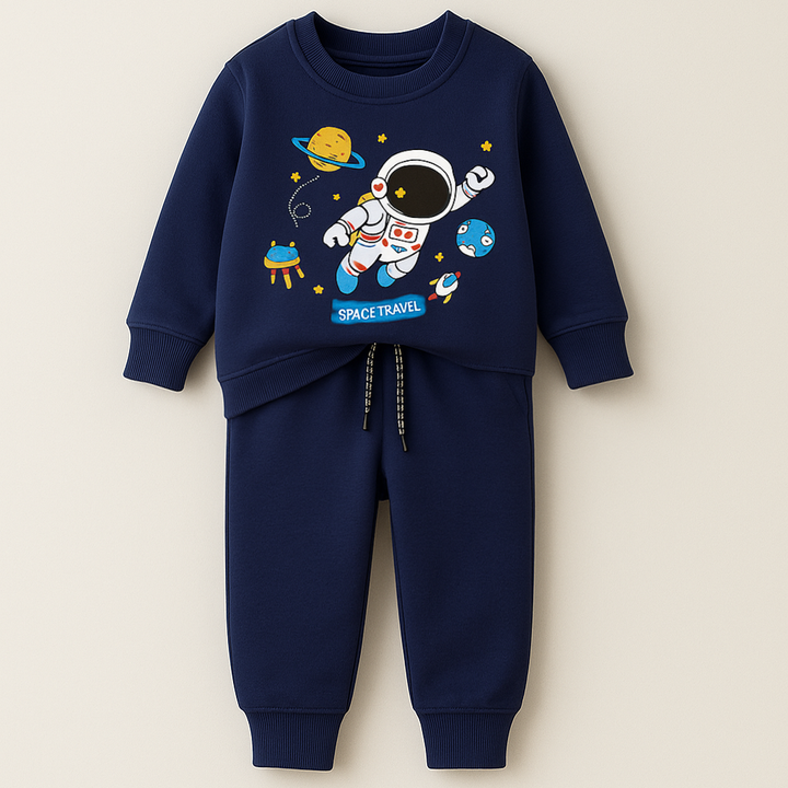 MINI CHARM KIDS FLEECE TRACKSUIT SPACE TRAVEL NAVY BLUE 3-4Y