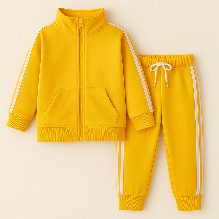 BABA GARMENTS KIDS POLYESTER ZIPPER TRACKSUIT YELLOW 9-10Y