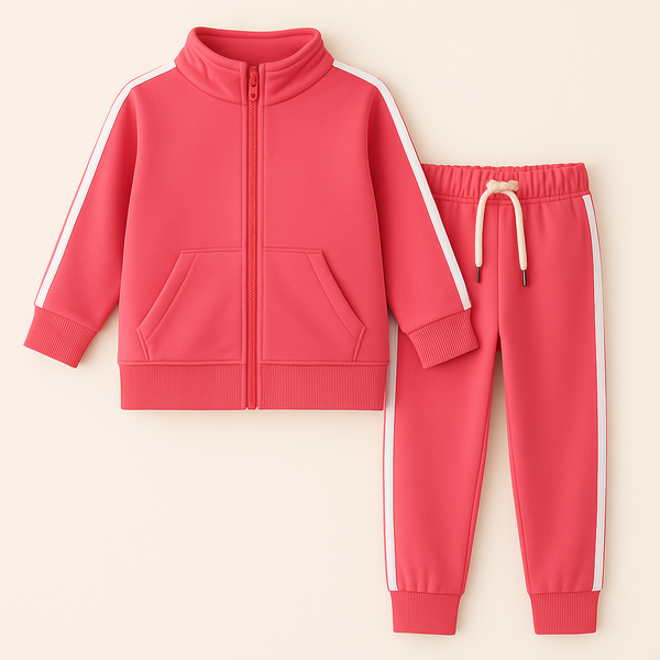 BABA GARMENTS GIRLS POLYESTER ZIPPER TRACKSUIT PINK 9-10Y
