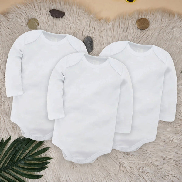 OOLAA KIDS 3 PCS BODYSUIT FULL SLEEVE PLAIN WHITE 18-24M