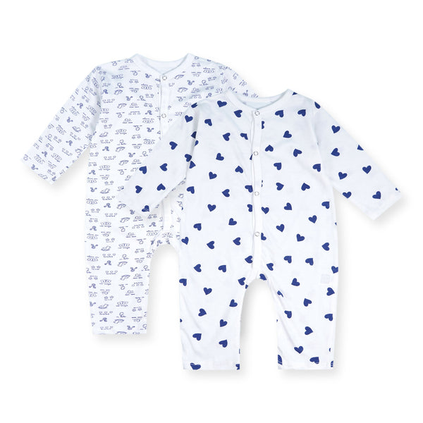 OOLAA BABY ROMPER PACK OF 2 HEARTS NAVY BLUE 18-24M