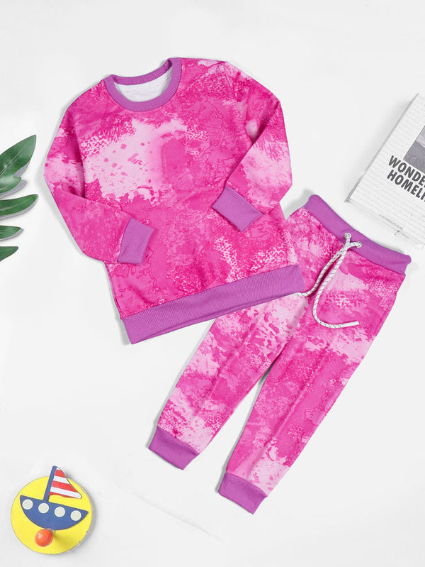 OOLAA GIRLS FLEECE TRACKSUIT TIE & DYE PINK 6-7Y