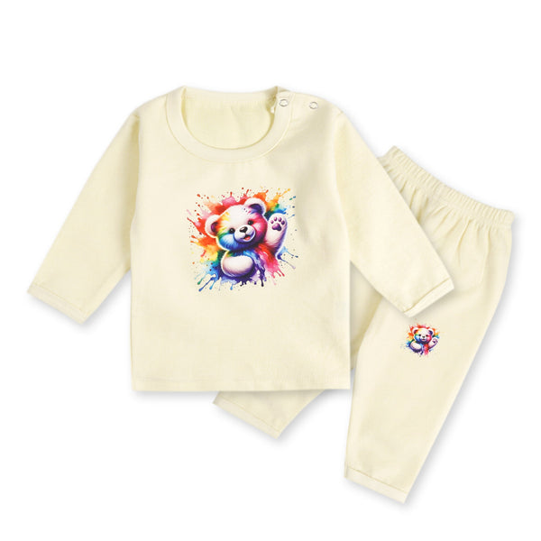 OOLAA BABYWINTER SLEEPSUIT PAINTER BEAR YELLOW 12-18M