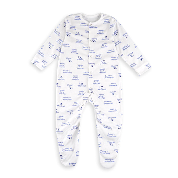 OOLAA BABY 2 PCS SLEEPSUIT WITH SOCKS BLUE HEARTS 18-24M