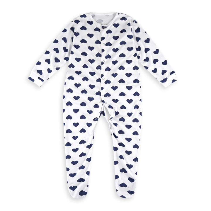 OOLAA BABY 2 PCS SLEEPSUIT WITH SOCKS BLUE HEARTS 18-24M