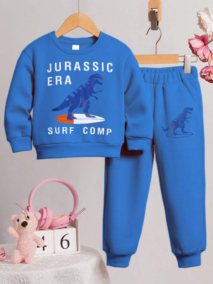 OOLAA KIDS FLEECE TRACKSUIT DINOSAUR SKY BLUE 5-6Y