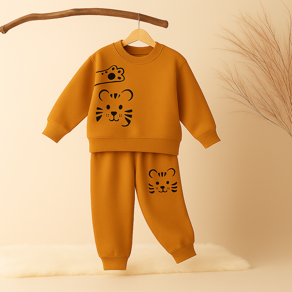 Kids Printed Tracksuit Tiger Mustard - Mini Charm