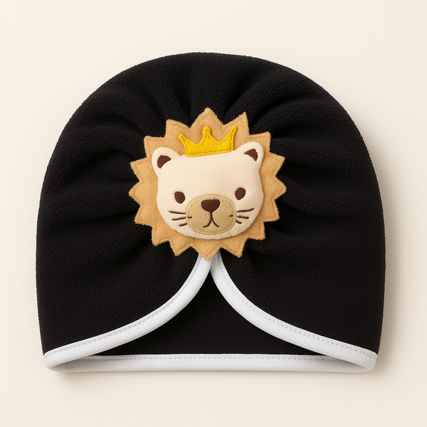 Baby Fleece Turban Cap Lion Black - Sunshine