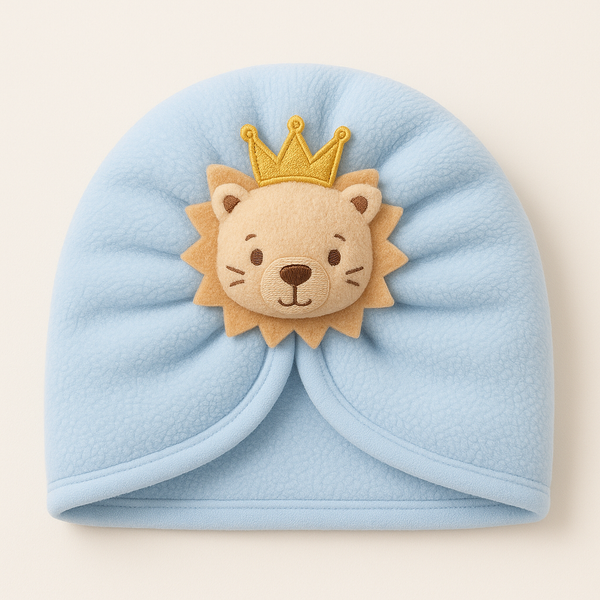 Baby Fleece Turban Cap Lion Blue - Sunshine
