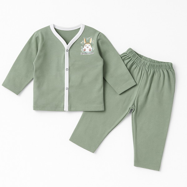 OOLAA KIDS COTTON SLEEPSUIT RABBIT LIGHT GREEN 2-3Y