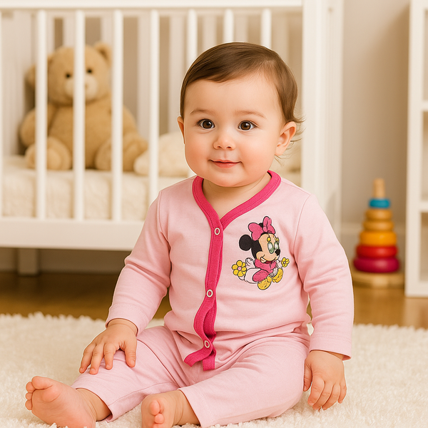 OOLAA KIDS COTTON SLEEPSUIT MINNIE BABY PINK 2-3Y