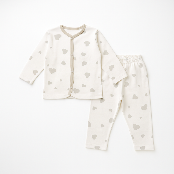 OOLAA KIDS COTTON SLEEPSUIT HEARTS GREY 2-3Y