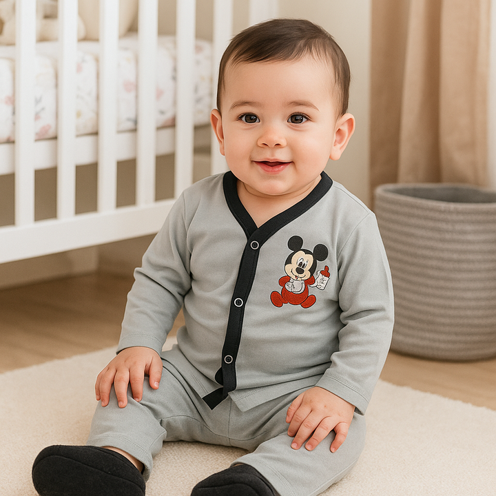 OOLAA KIDS COTTON SLEEPSUIT BABY MICKY GREEN 2-3Y