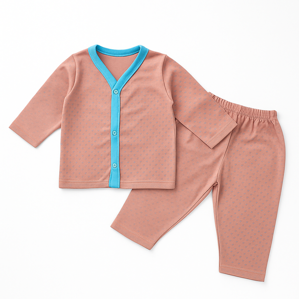 OOLAA KIDS COTTON SLEEPSUIT MINI STARS PEACH 2-3Y