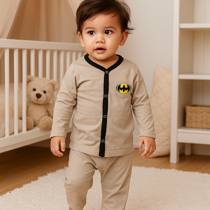 OOLAA KIDS COTTON SLEEPSUIT BATMAN BEIGE 2-3Y