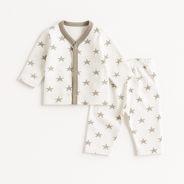 OOLAA KIDS COTTON SLEEPSUIT STARS GREY 2-3Y