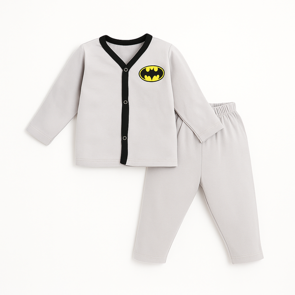 OOLAA KIDS COTTON SLEEPSUIT BATMAN LIGHT GREY 2-3Y