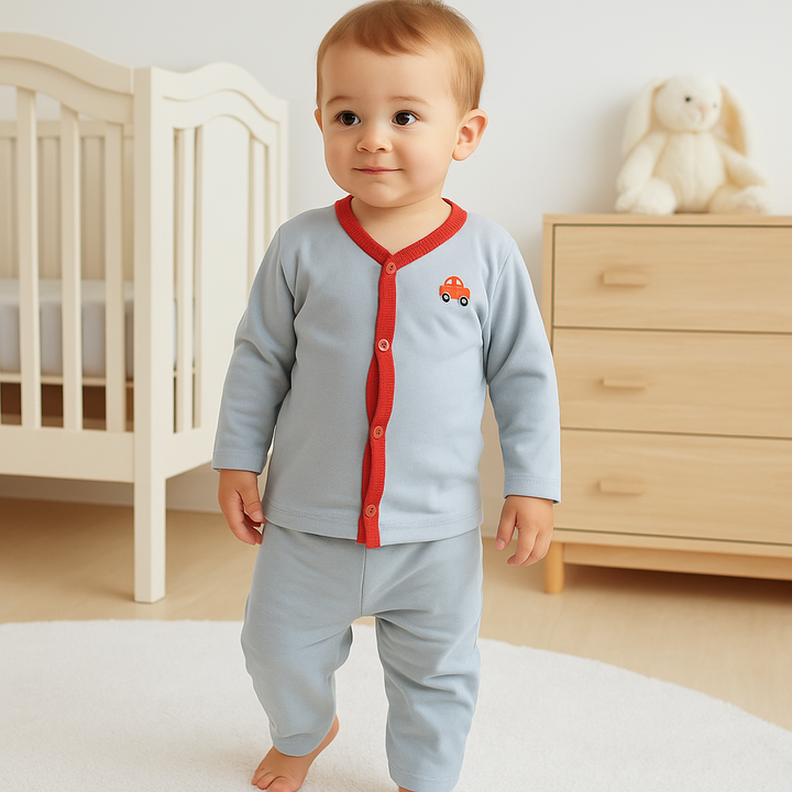 OOLAA KIDS COTTON SLEEPSUIT BEEP BEEP SEA BLUE 2-3Y