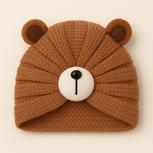 SUNSHINE BABY WOOLEN TURBAN CAP BEAR BROWN