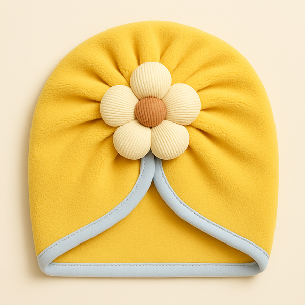 SUNSHINE BABY WINTER TURBAN CAP FLOWER YELLOW
