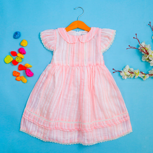 Girls Cotton Frock Peach - Mini Charm