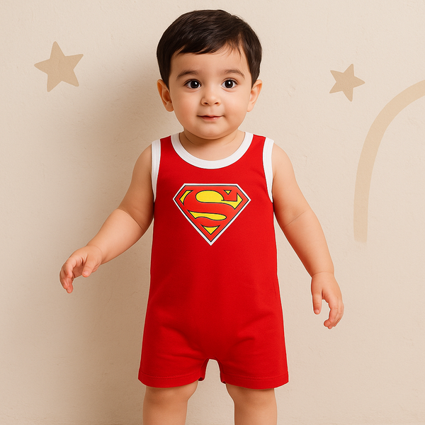 Baby Sleeveless Bodysuit Superman Red - Mini Charm
