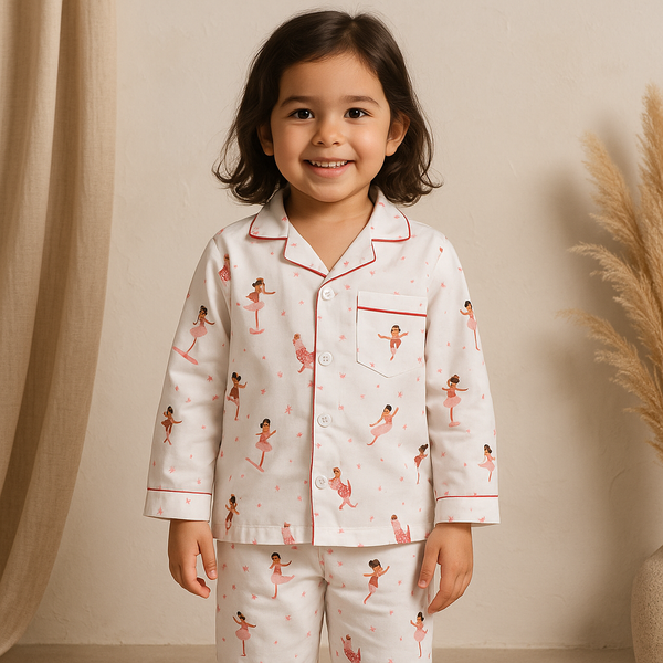 Kids Full-Sleeves Cotton Night Suit Mermaid Red - Mini Charm