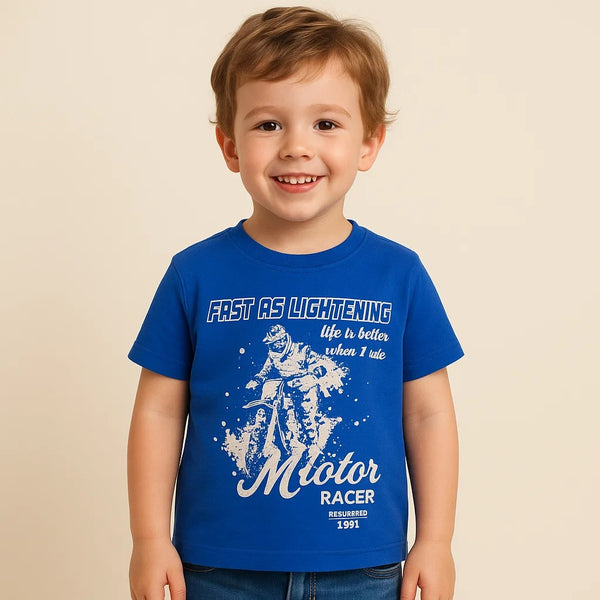Kids Half-Sleeves T-Shirt Racer Dark Blue - Mini Charm