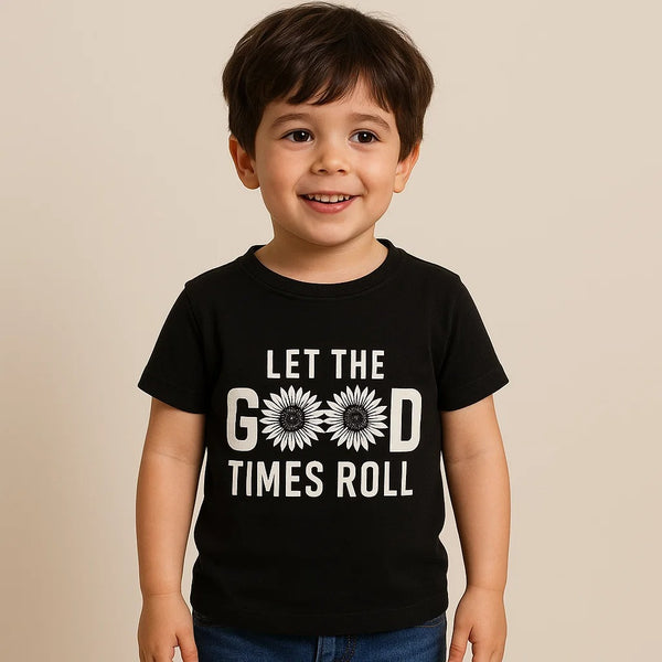 Kids Half-Sleeves T-Shirt Good Times Black - Mini Charm