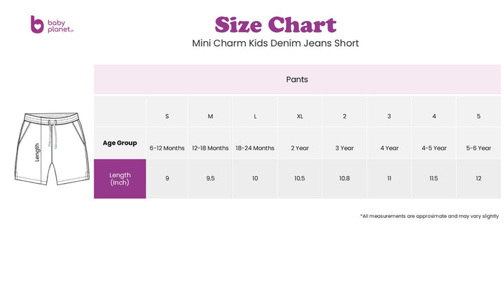 MINI CHARM KIDS DENIM JEANS SHORT BLUE 5 5-6Y