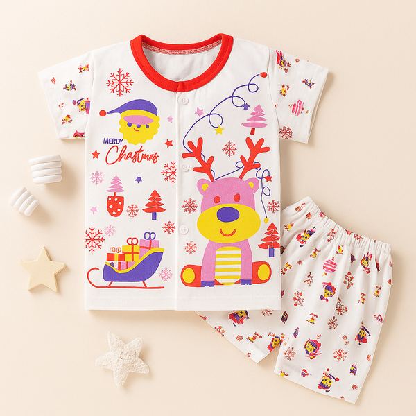 Baby Cotton Half Sleeves Sleepsuit Dear Red (0-3 Months) - Sunshine