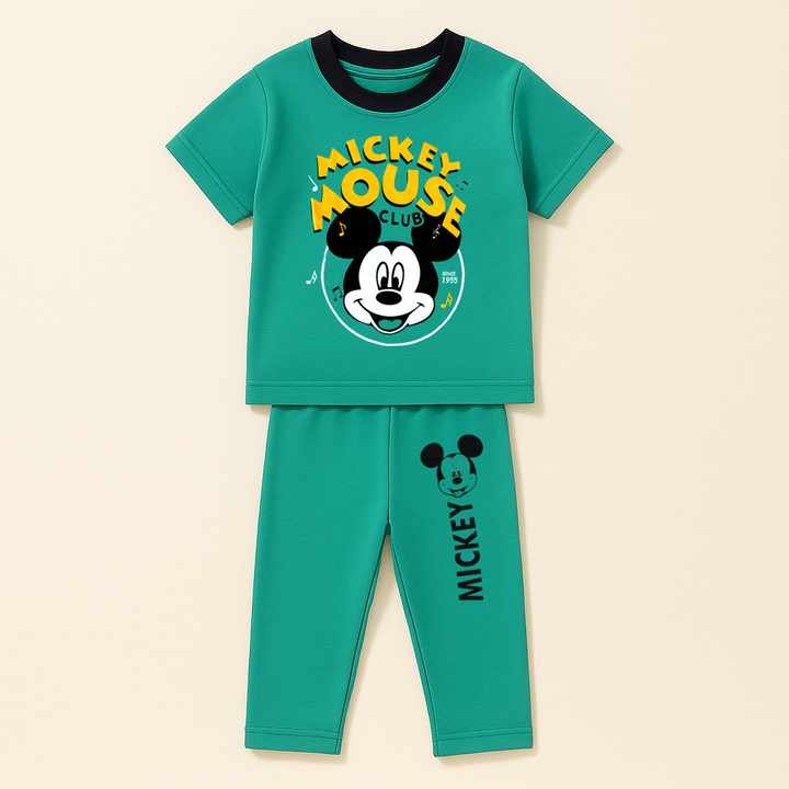MINI CHARM KIDS PAJAMA SET HS MICKEY SEA GREEN 4Y