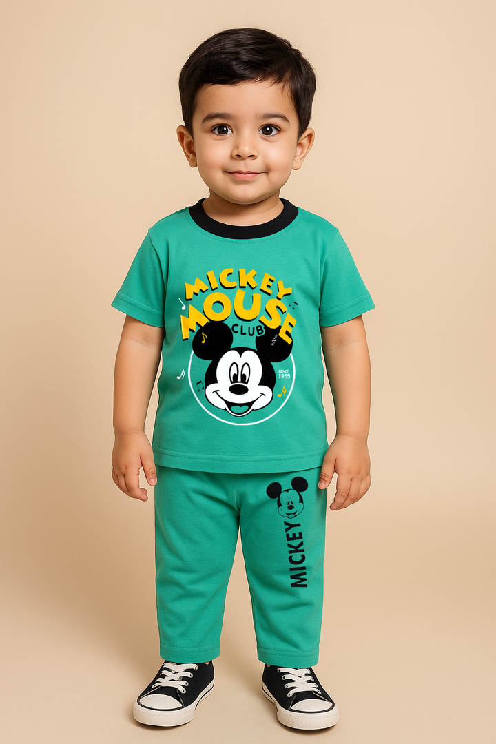 MINI CHARM KIDS PAJAMA SET HS MICKEY SEA GREEN 4Y