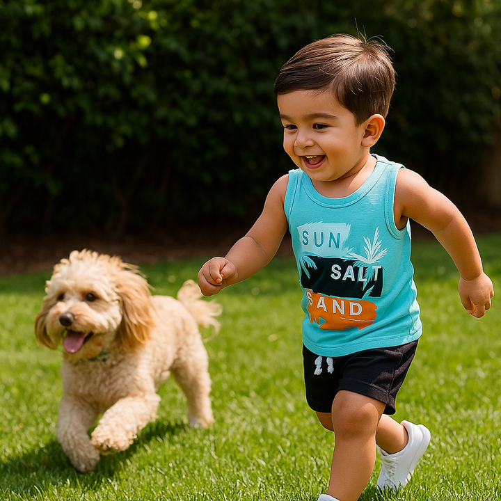 MINI CHARM KIDS SANDO SET BEACH BLUE 3Y