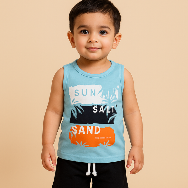 MINI CHARM KIDS SANDO SET BEACH BLUE 3Y